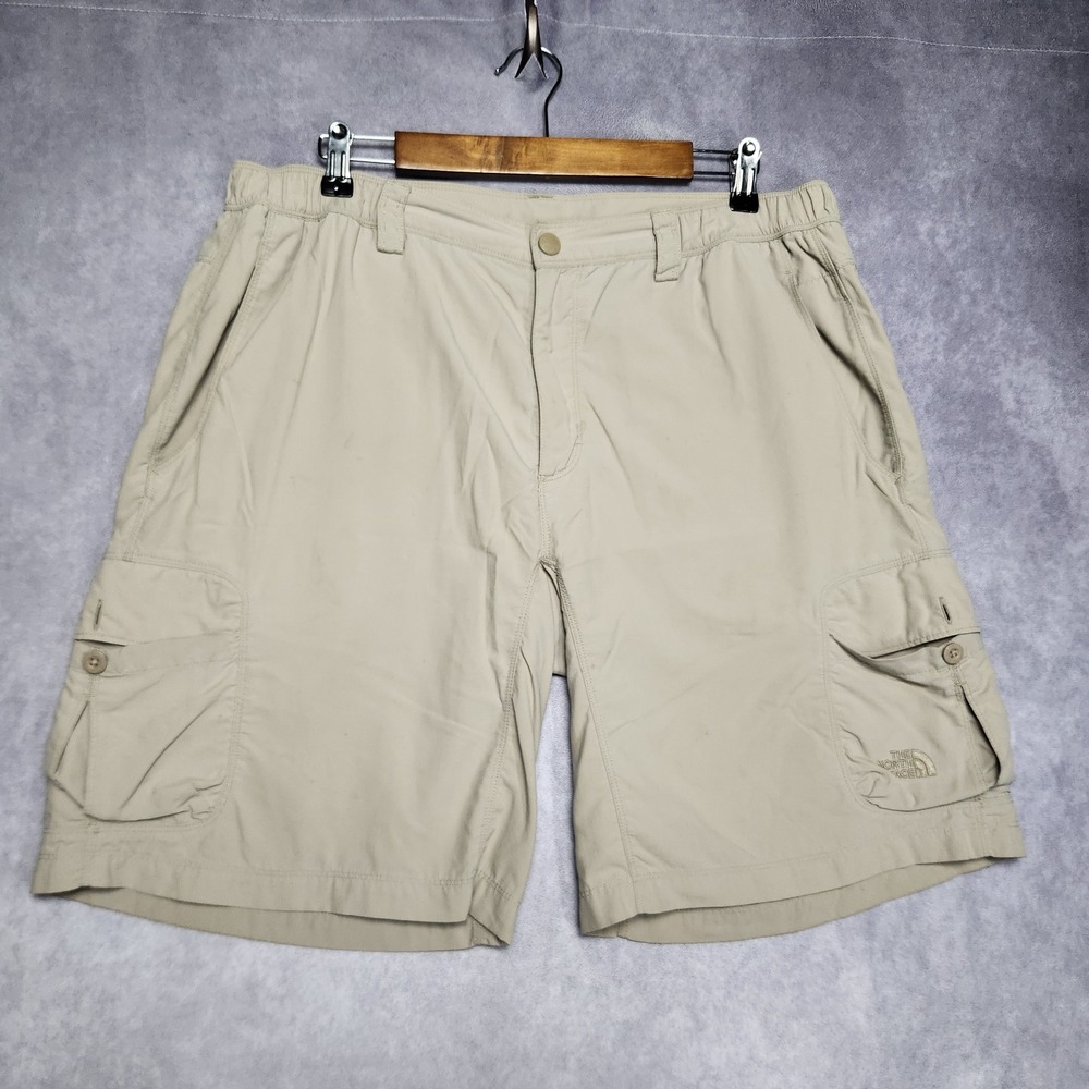The North Face Mens Convertible Cargo Hiking Shorts size 36 Nylon Tan Pockets‎